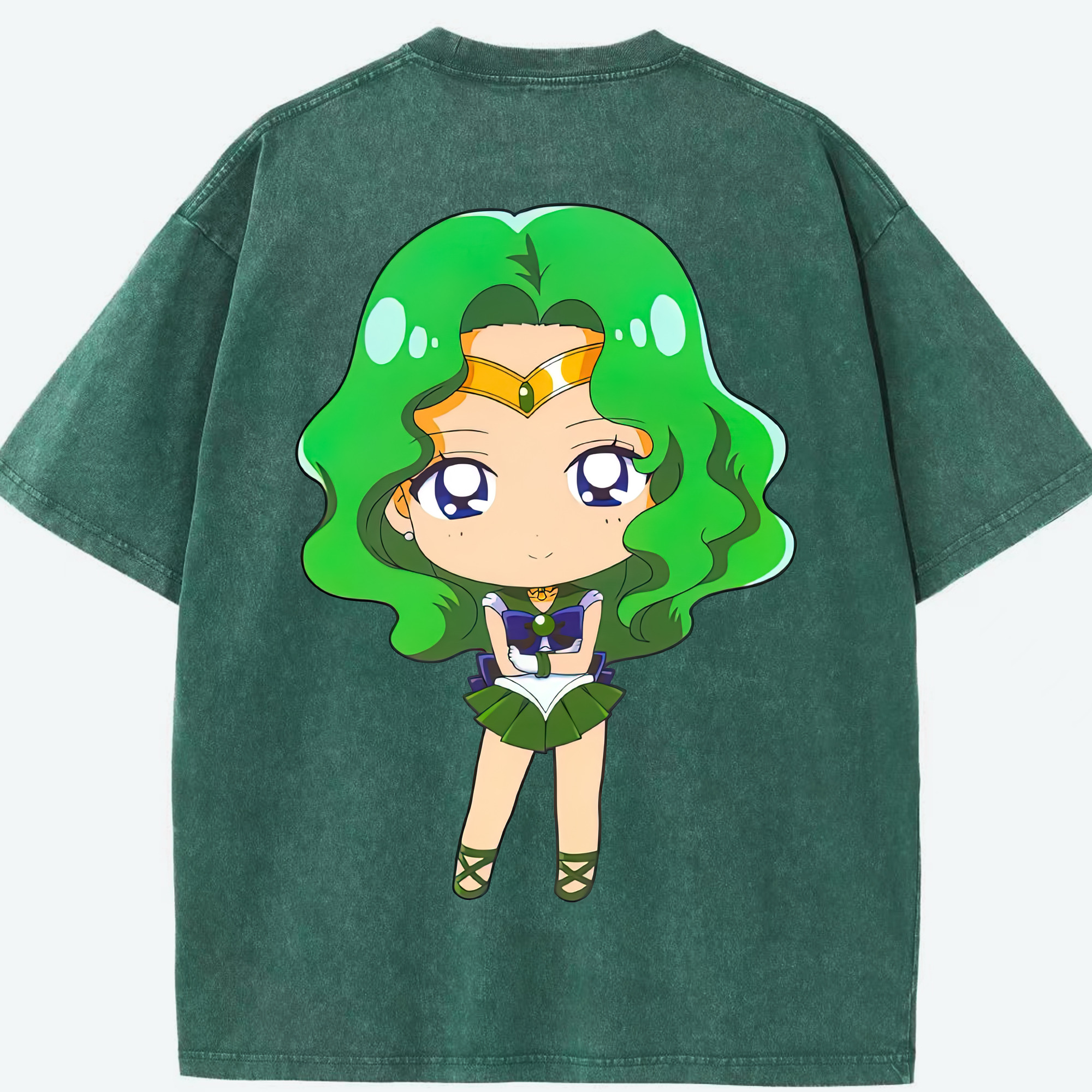 （画像用） 美少女戦士セーラームーン 海王 みちる（かいおう みちる） Sailor Moon Kaiou Michiru 綿100% ヴィンテージ風 半袖Tシャツ（背面プリント）